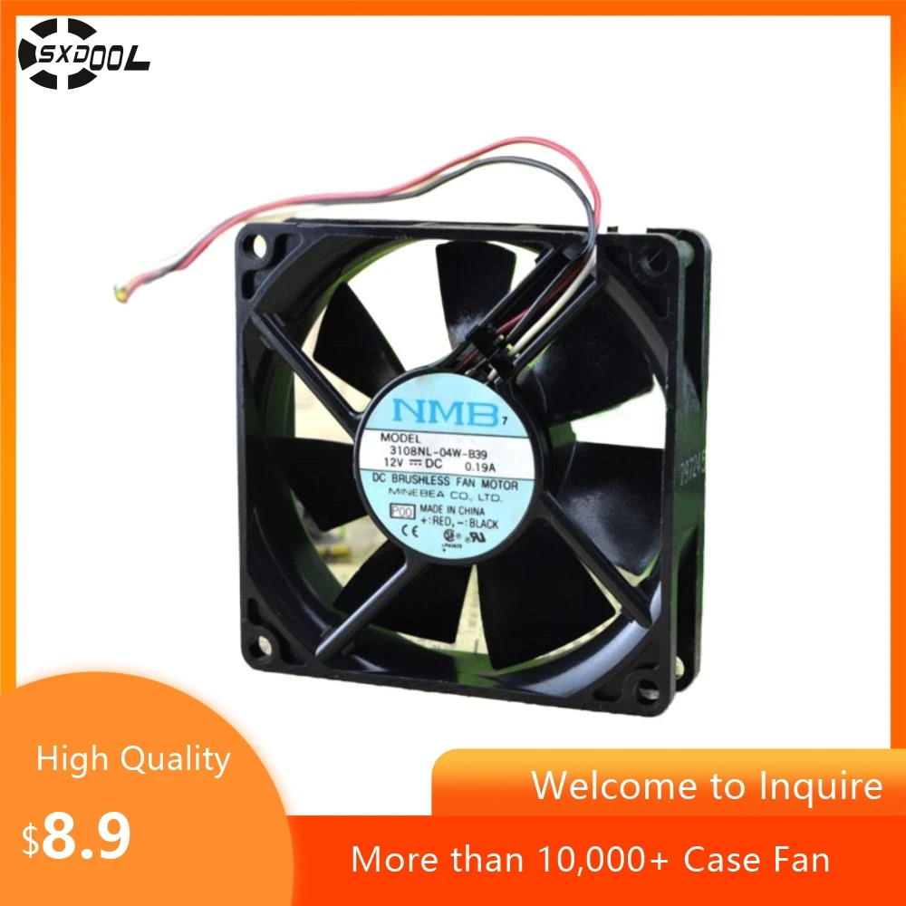 

3108NL-04W-B39 80mm 8cm Case Fan for NMB 12V 0.19A 8020 80X80X20mm Dual Ball Bearing 3-Wire Cooling