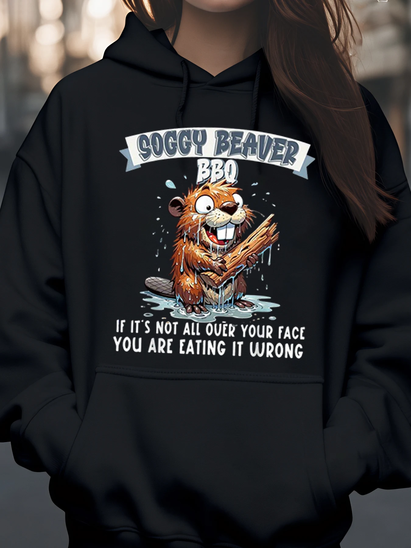 Soggy Beaver Bbq 그래픽 프린트 후디 가을 겨울 남성 여성용 캐주얼 의류