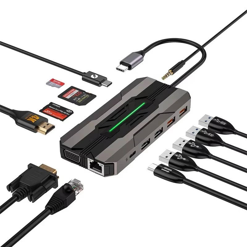 13-in-1 USB-C Hub with 4K HDMI, SD Card Reader, Multiport Docking Station for Laptops