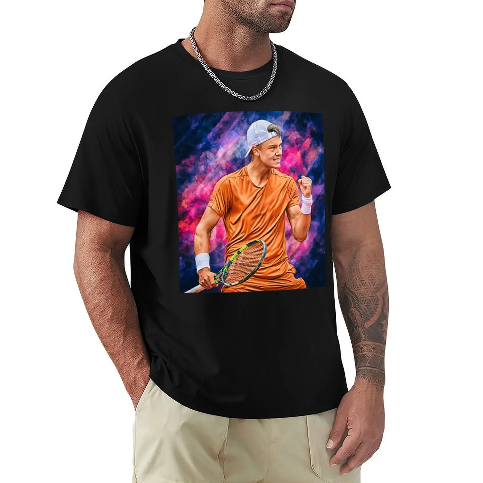 Holger Rune of Denmark come on gesture. Munich 2023. Digital artwork print wall poster. Tennis fan art gift. T-Shirt