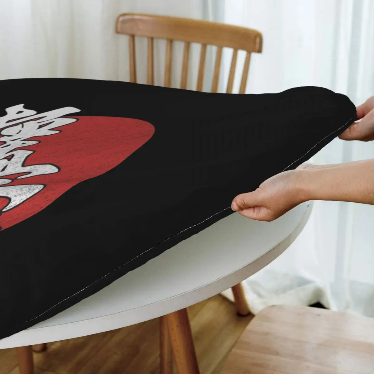 Kyokushin Karate Kanji Taijutsu Waterproof Round Tablecloth Oilproof Table Cloth for Kitchen Events Dining Table Cover