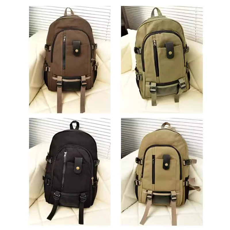 Borsa da campeggio da viaggio all'aperto con zaino in tela di grande capacità da uomo