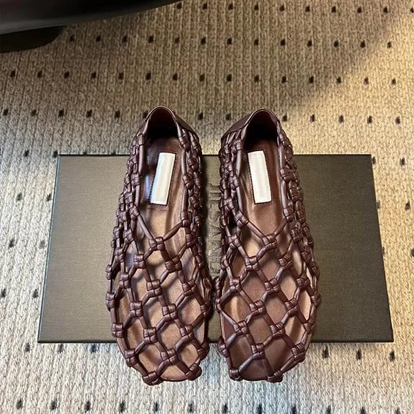 

Sweet and cool wind mesh woven breathable sandals women's 2025 summer new soft-soled fishing net hole shoes