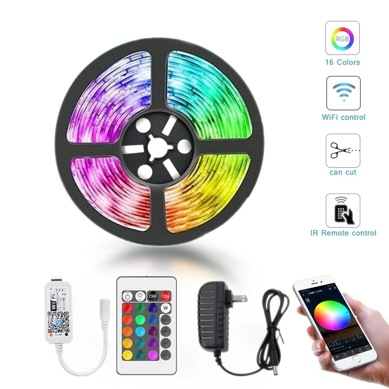 12 Volt Led Strip Rgb 5050 2835 Led Lights For Room Led Tape 5－30 Meters Rgb Wall Light Colorful Children Into The Room Led Band