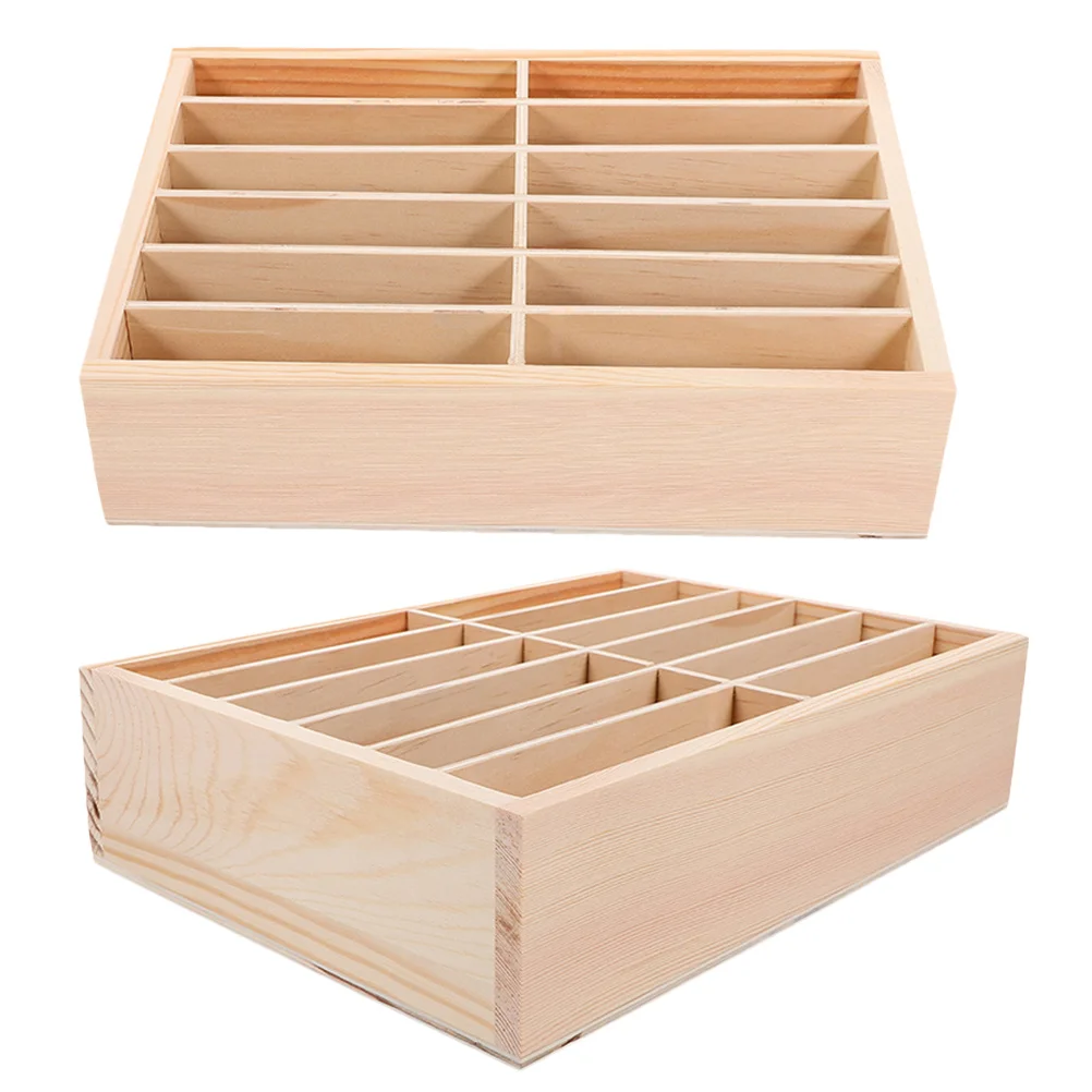 2Pcs Wooden Phone Storage Box 12 Slot Mobile Organizer for Office Classroom Meeting Room Desktop Cell Holder Efficient Space