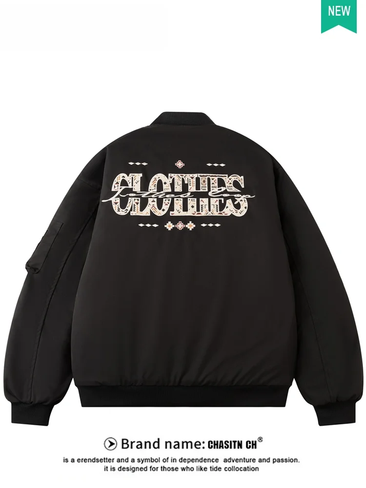 

Men's Ethnic Sle Retro Flight Cotton Jaet Winter New Faion Loose Couple Thiened Bla American Sle Outerwear