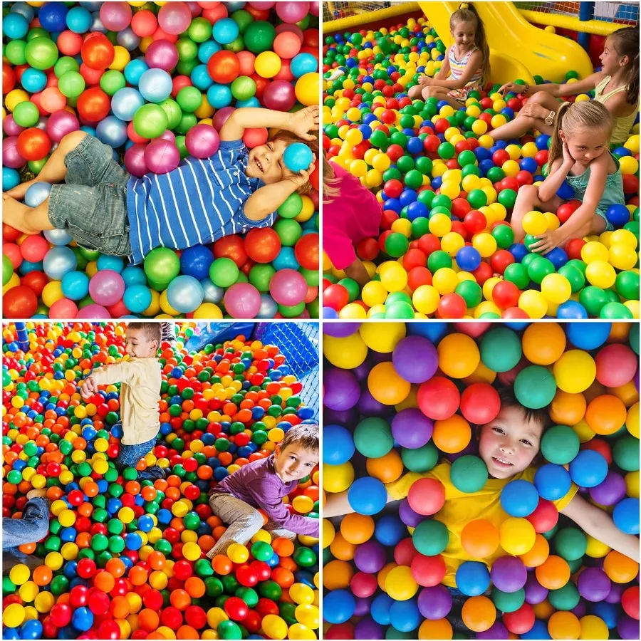 100 قطعة كرات حفرة الكرة Phthalate الحرة سحق برهان البلاستيك 7 ألوان زاهية في ألعاب اللعب القابلة لإعادة الاستخدام مع حقيبة التخزين