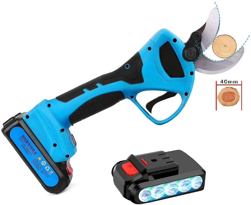 

40mm Cordless Progressive Battery Powered Scissors Pruning Professional Electric Pruner Vineyard Pruning Shears Electric