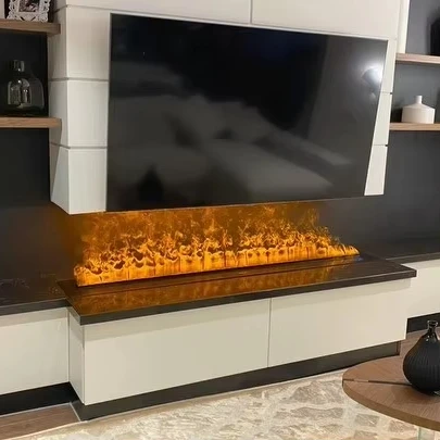 Armário de tv de luxo com lareira interior eco amigável inteligente 3d lareira elétrica montada na parede 60 polegadas casa lareira de água a vapor