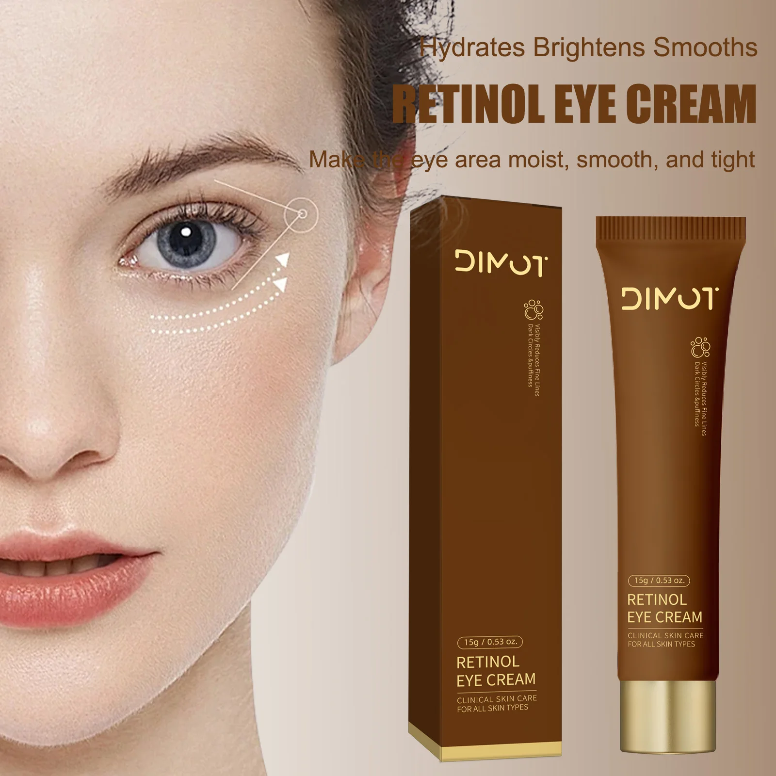 

DIMOT Retinol Eye Cream 15ml - Anti-Aging, Wrinkle Reduction, Brightening & Firming for All Skin Types