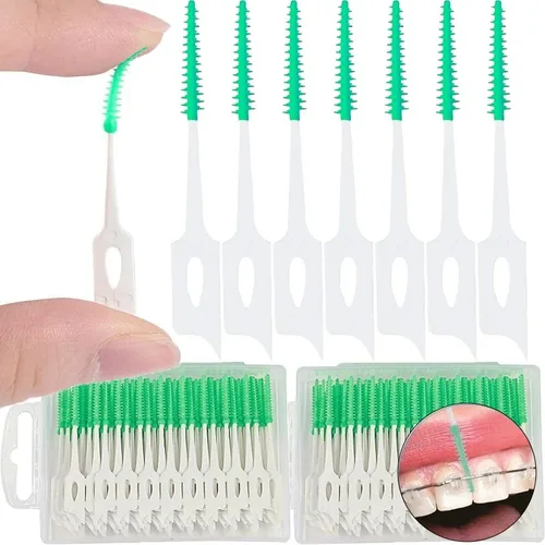 Imagen 2 del producto 20/500 Uds cepillo Interdental desechable palillos de dientes entre los dientes cepillos de higiene bucal herramientas de limpieza de dientes para el cuidado de la salud