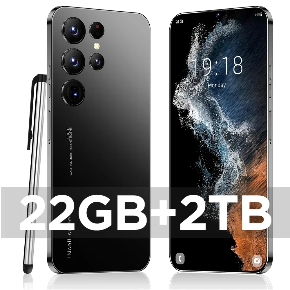 

S24 Ultra + Original Smartphone 6.8 inch Face Recognition Cellphones 22GB+2TB Dual SIM Android Mobile Phones 6800mAh Cell Phone