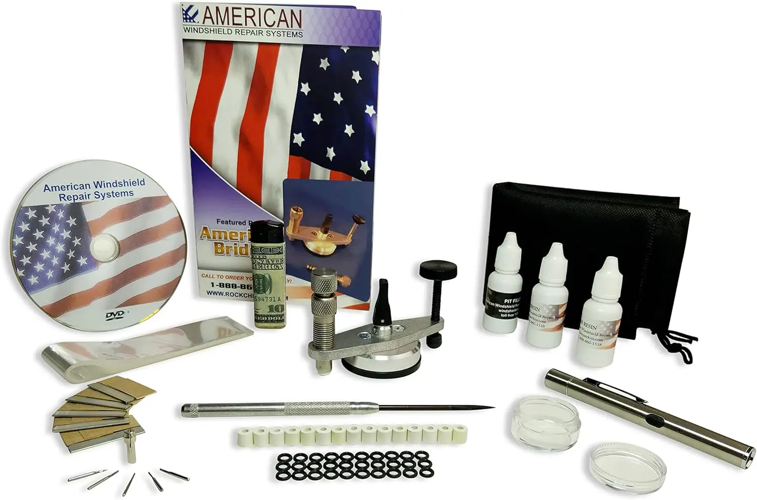 Repair Kit - American Essentials Professional Windshield Rock Chip Repair Kit - with Glass Repair Resin and Pit filller