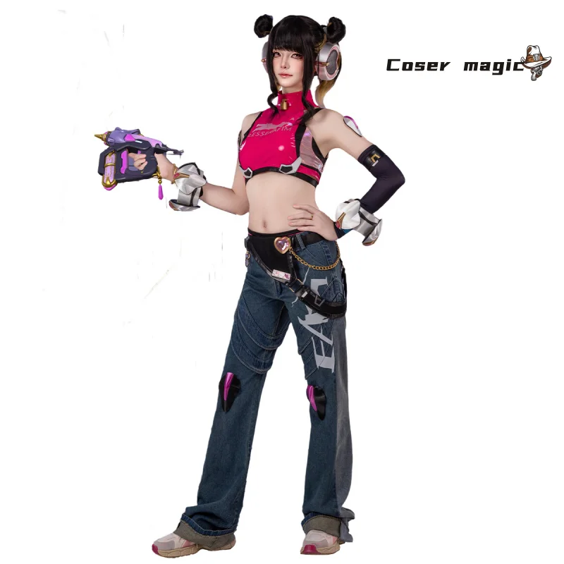 لعبة جونو OVERWATCH2 تأثيري OW الربط فتاة Goup زي حفلة الهالوين الحلو المرأة موحدة الدعائم مجموعة اكسسوارات