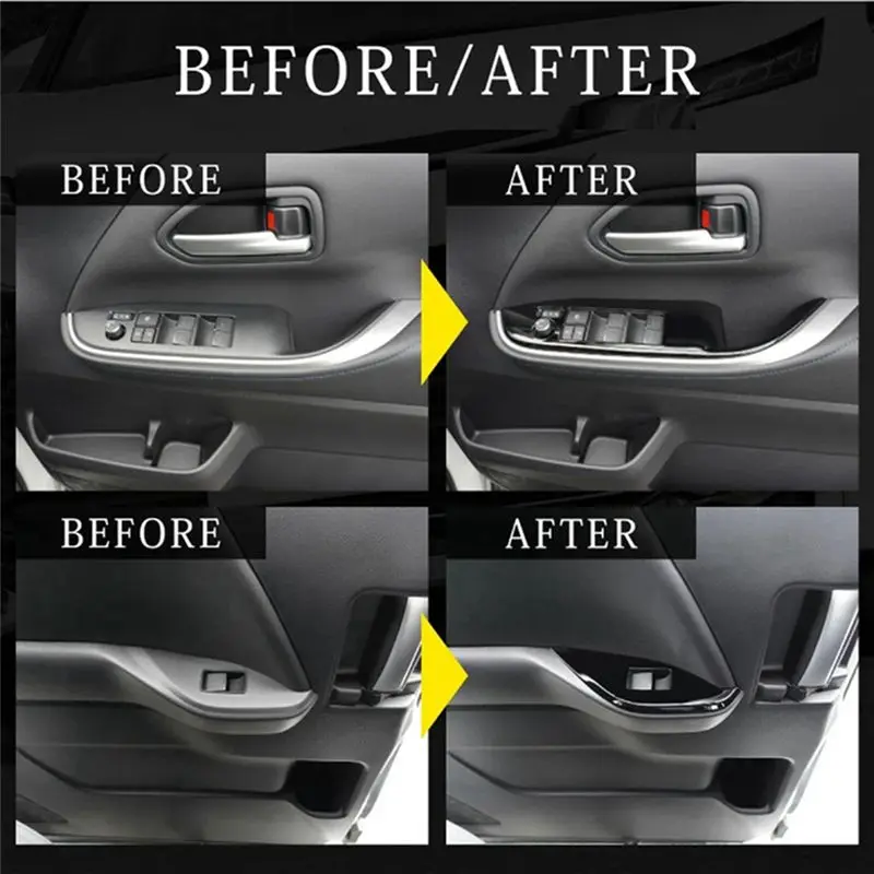 Y51A-Car Interior Wood Grain Door Armrest Panel Window Glass Lift Button Switch Cover Trim For Toyota Noah/ Voxy 90 Series 22 Pa