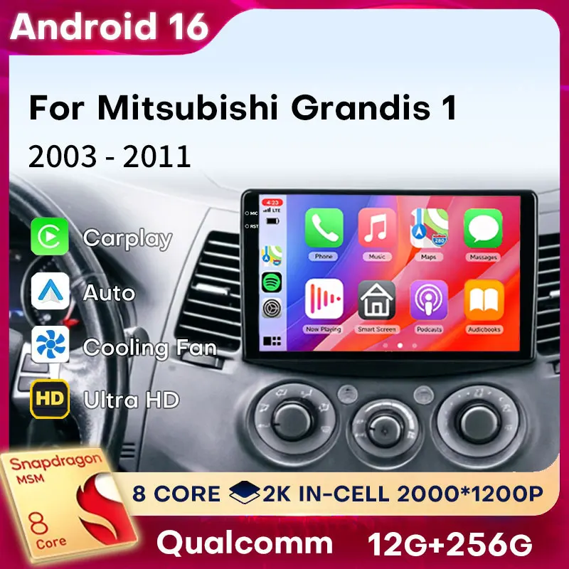 Wireless CarPlay Android Auto For Mitsubishi Grandis 1 2003 2004 2005-2011 Android 16 Stereo Head Unit Car Radio 2 DIN Autoradio