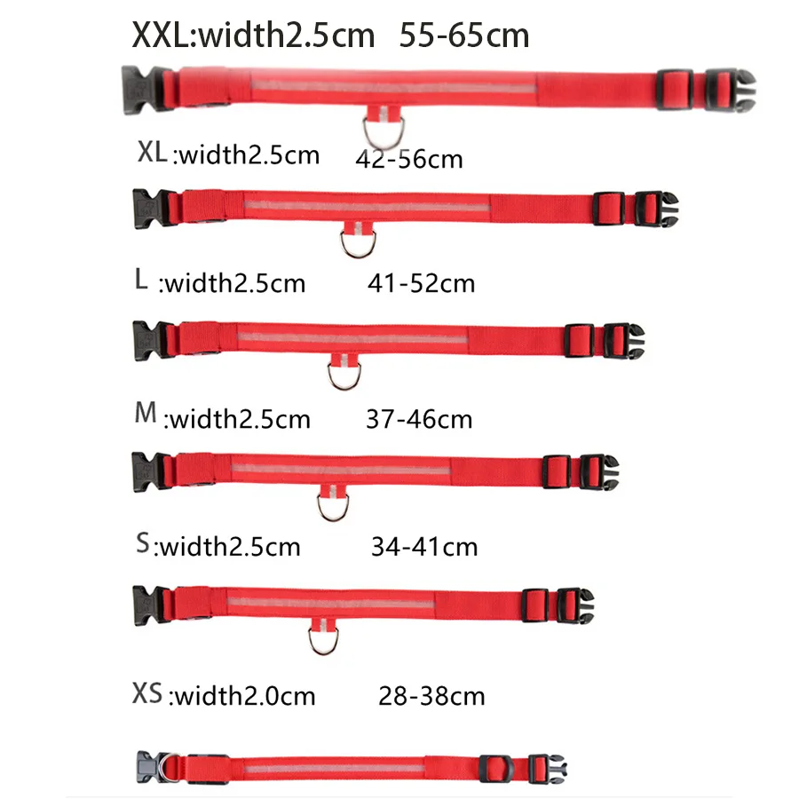 LED Illuminated Dog Collar Adjustable Flashing Lights USB Rechargeable Suitable For Small,Medium,Large,Dog Pet Safety Harness