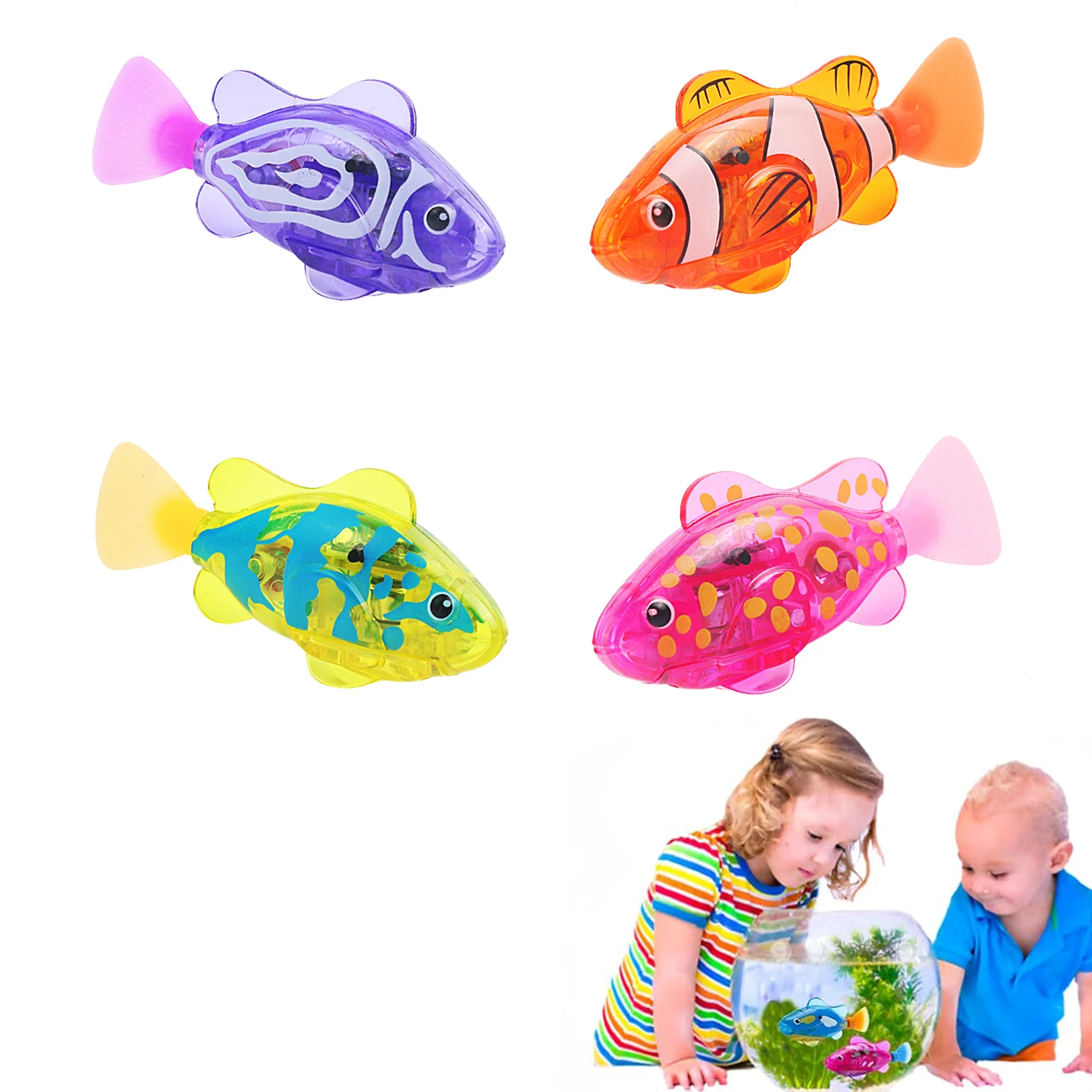 Electronic fish that can swim, children shower, glow, small fish swim, sway, fish, male and female toys, induction glow