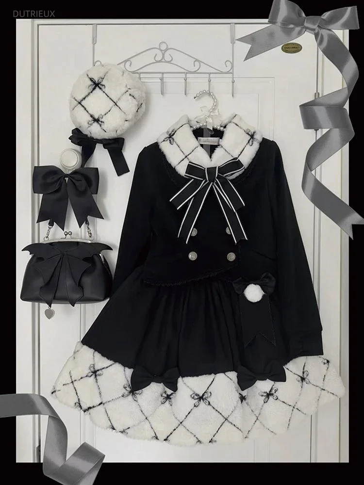 Preppy Cropped Lace Patchwork Y2k Aesthetic Jackets + Contrast Color Grunge Skirts Women Spring Sexy Two Pieces Set Harajuku