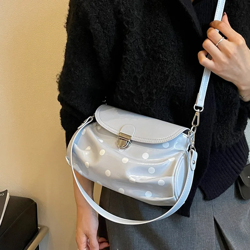 Multi Functional Polka Dot Korean Style Large Capacity Underarm Bag Casual Commuting Shoulder Bag Lightweight Handbag