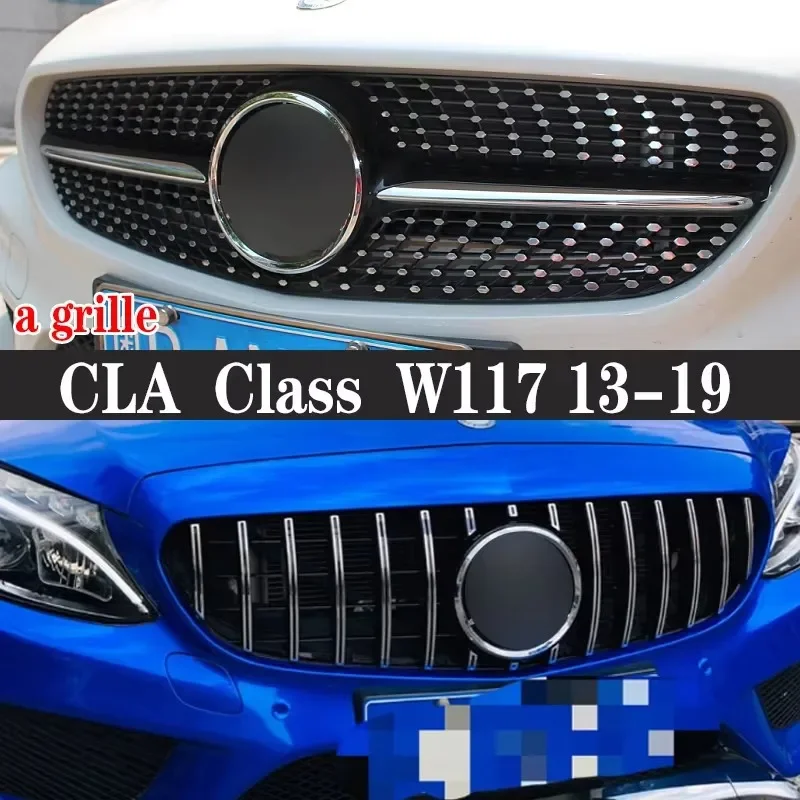 

Для Mercedes-Benz CLA-Класса W117 13-19: решетка радиатора в стиле GT, передний бампер, решетка-сетка, обвес 2013-2019