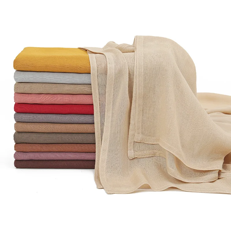 New Fashion Autumn Solid Color Headscarf - Best Selling Gradient Cotton Scarf, Women's Single Color Wide Edge Headpiece