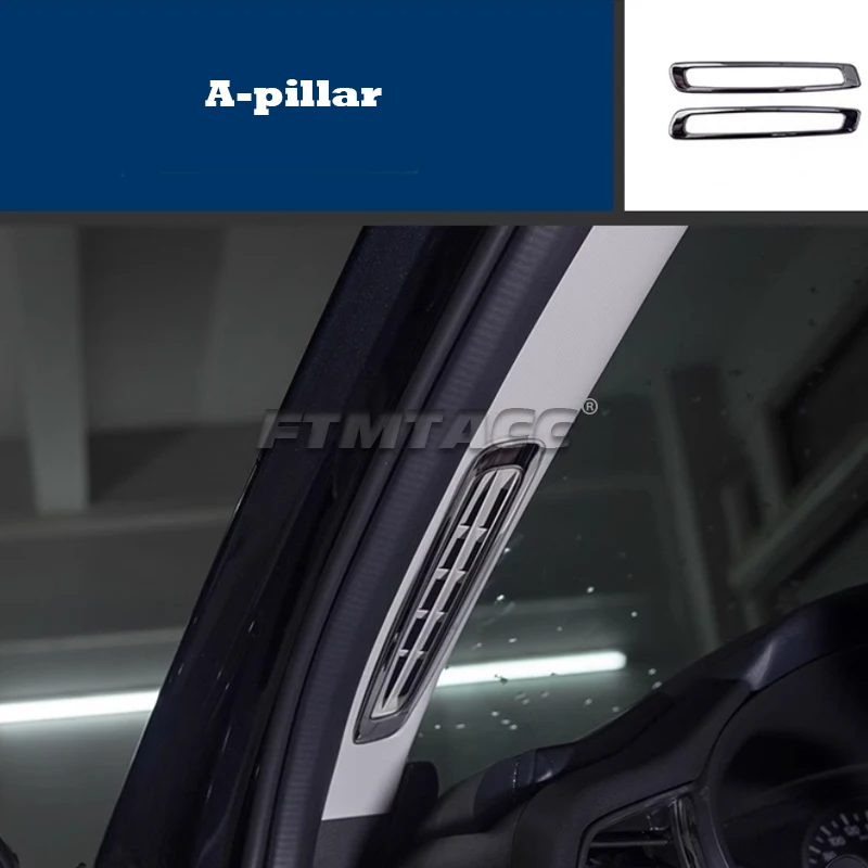 LHD Car Door Window Column Air Condition Outlet Vent Frame Cover Stainless Steel Trim for Mazda CX-30 2020 2021 2022 2023 2024