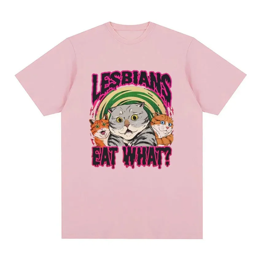 Lgbt Wat Te Eten Kat Vintage T-Shirt Zomer Heren En Dames Casual T-Shirt Met Korte Mouwen Unisex Plus Size T-Shirt Y 2K