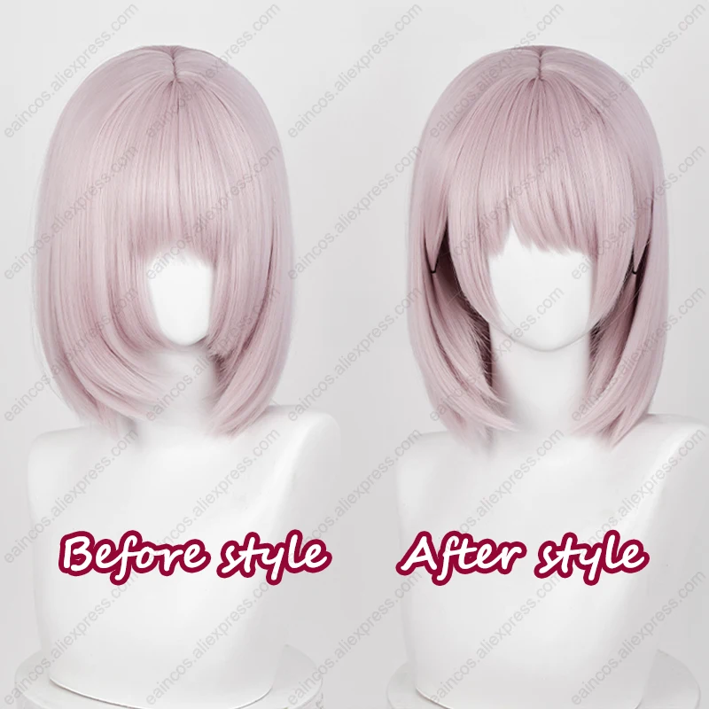 Anime Kiga Cosplay Pruik 35Cm Grijs Roze Korte Pruiken Hittebestendig Synthetisch Haar