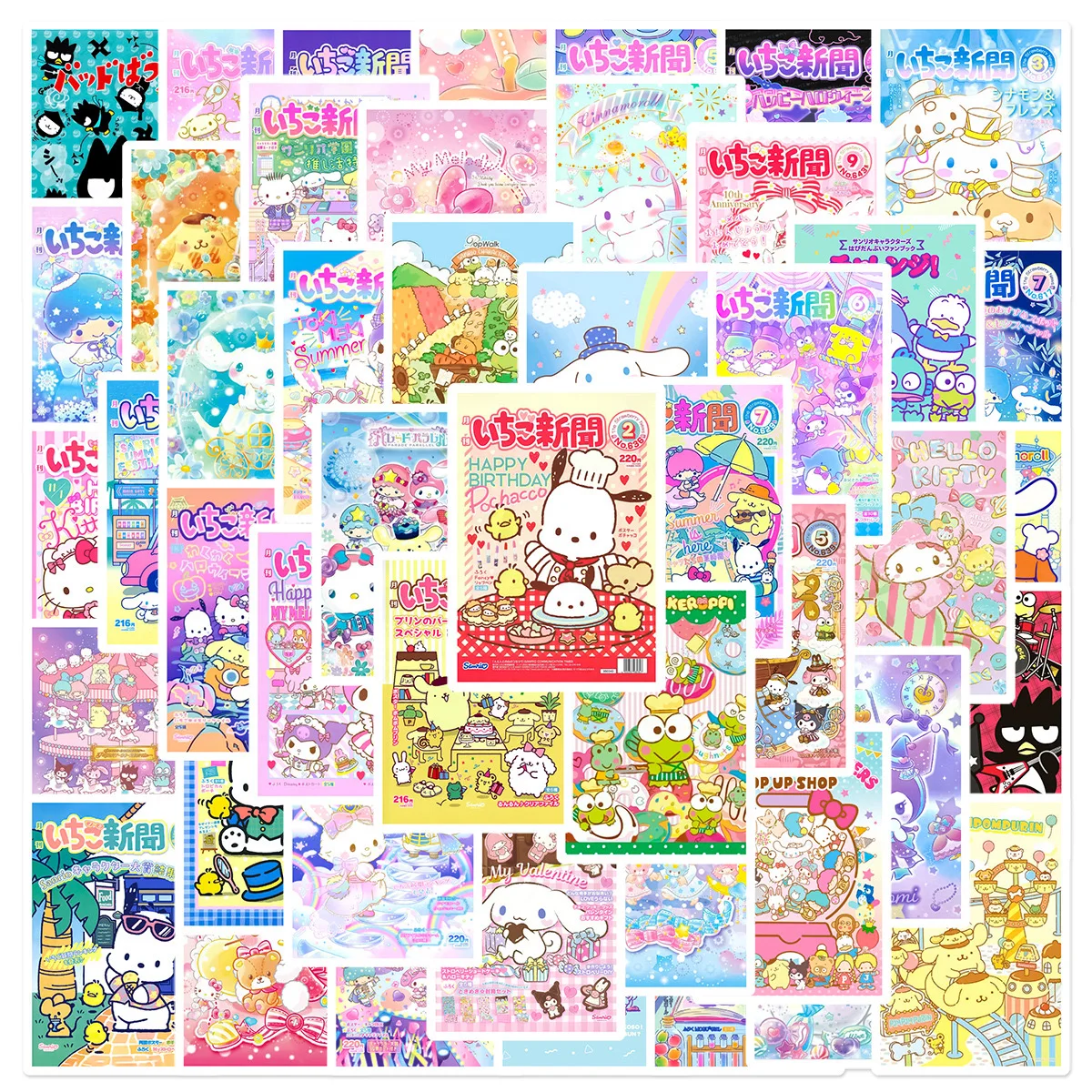 

10/50pcs Kawaii Pink Cartoon Sanrio Poster Stickers Cute Girl Hello Kitty Kuromi Decals DIY Phone Diary Journal Sticker Kid Toy