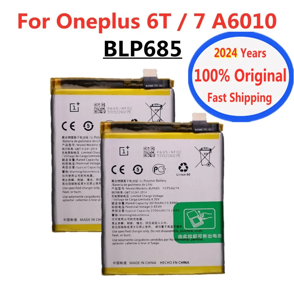 

2024 Years BLP685 1+ Original Phone Battery For OnePlus 7 6T One Plus 6T 7 A6010 Replacement Battery Bateria In Stock Fast Ship