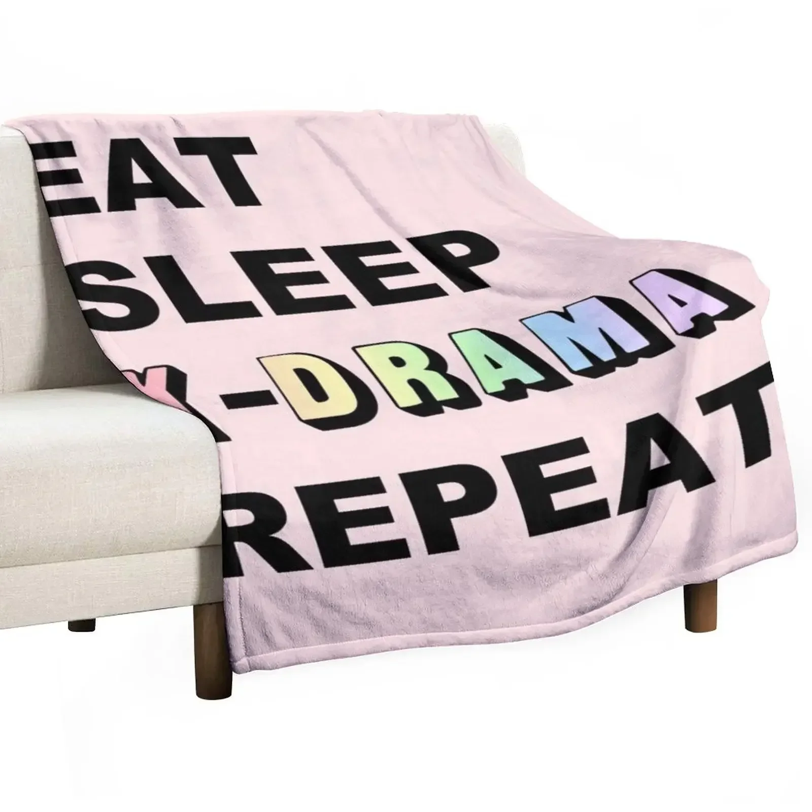 Eat Sleep K-Drama Repeat Throw Blanket Soft Plush Plaid manga Blankets