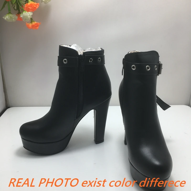 REAVE CAT 2024 Boots Autumn Ankle Shoes Women High Heel Female PU Leather 34-50 F1480