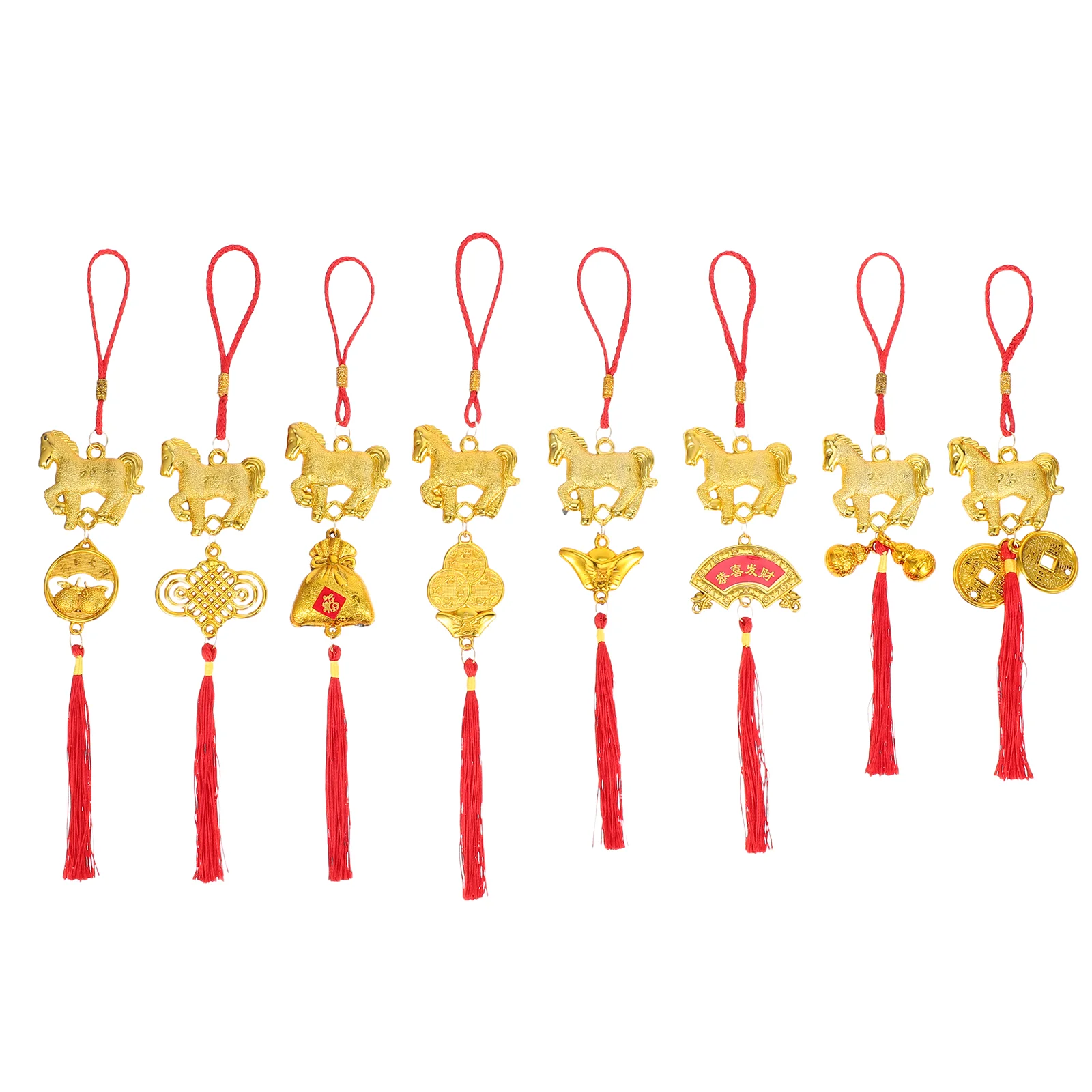 

8 Chinese New Year Decorations Pendants Spring Festival Bonsai Ornaments Indoor Outdoor Lightweight Versatile Use