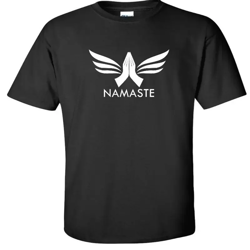 Namaste Yoga Pilates Stretch Downward Dog Indian Meditation Life Cotton T shirt