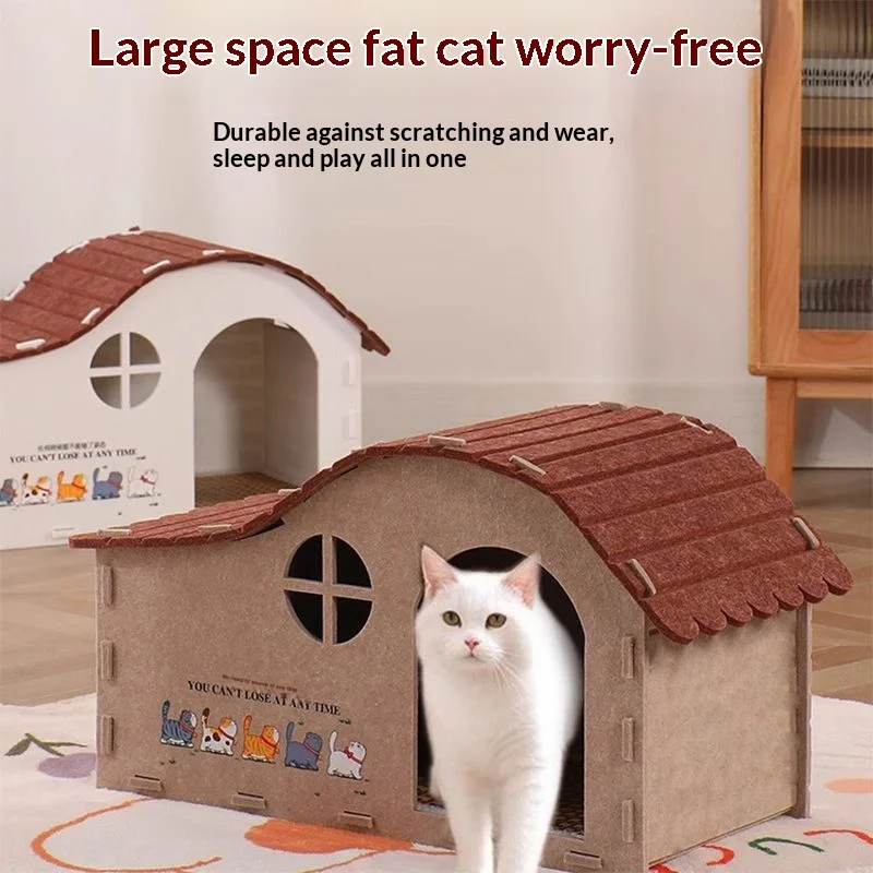 Cueva de fieltro para gatos y perros: nido semicerrado todo el año - imagen 3