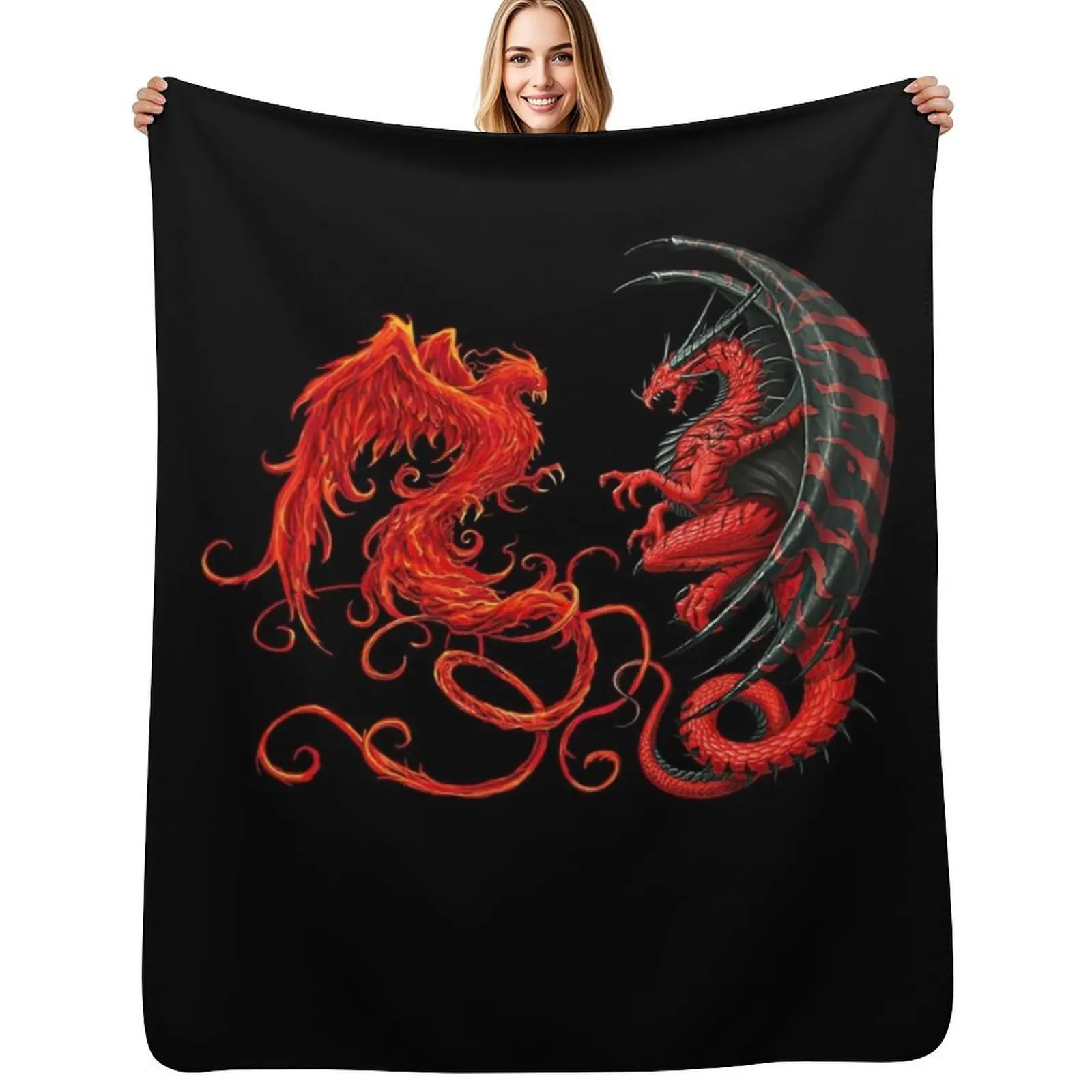 Soul of a phoenix heart of a dragon Throw Blanket Decorative Soft Throw Blanket for Couch Sofa