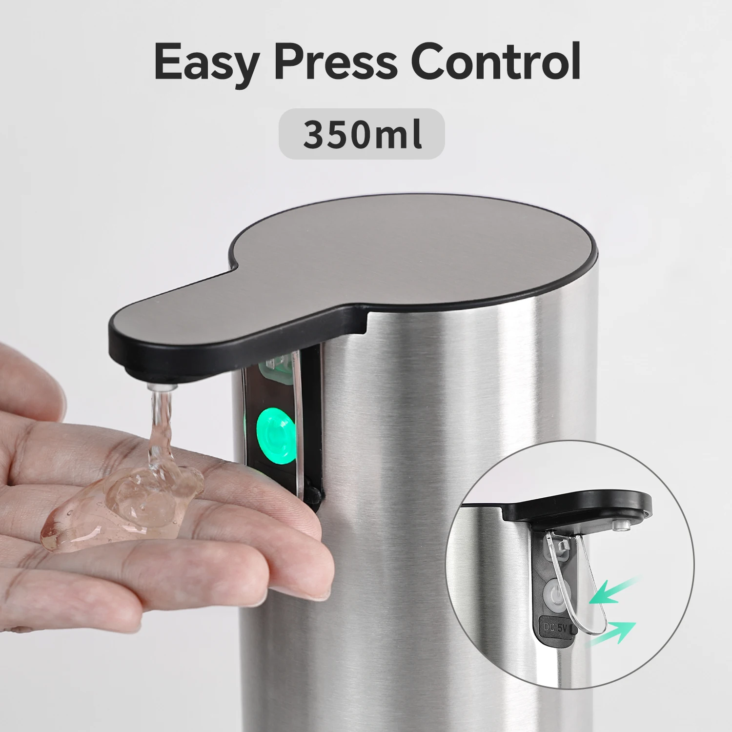 350ml Automatic Soap Dispenser stainless steel Auto Sensing Liquid dispensing model for Kitchen Bathroom Toilet