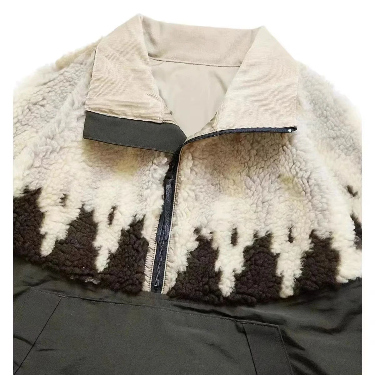 New 26AW KAPL Hira and Honi Trendy Lamb Fleece Printed Splicing Half High Collar Pullover Sweatshirts