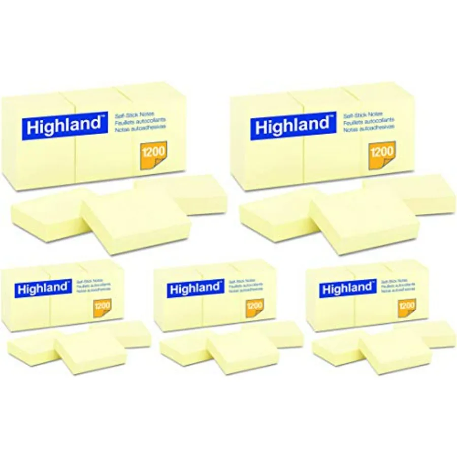 

Self-Stick Notes, 1 1/2 x 2, Yellow, 100-Sheet 5 Pack of 12