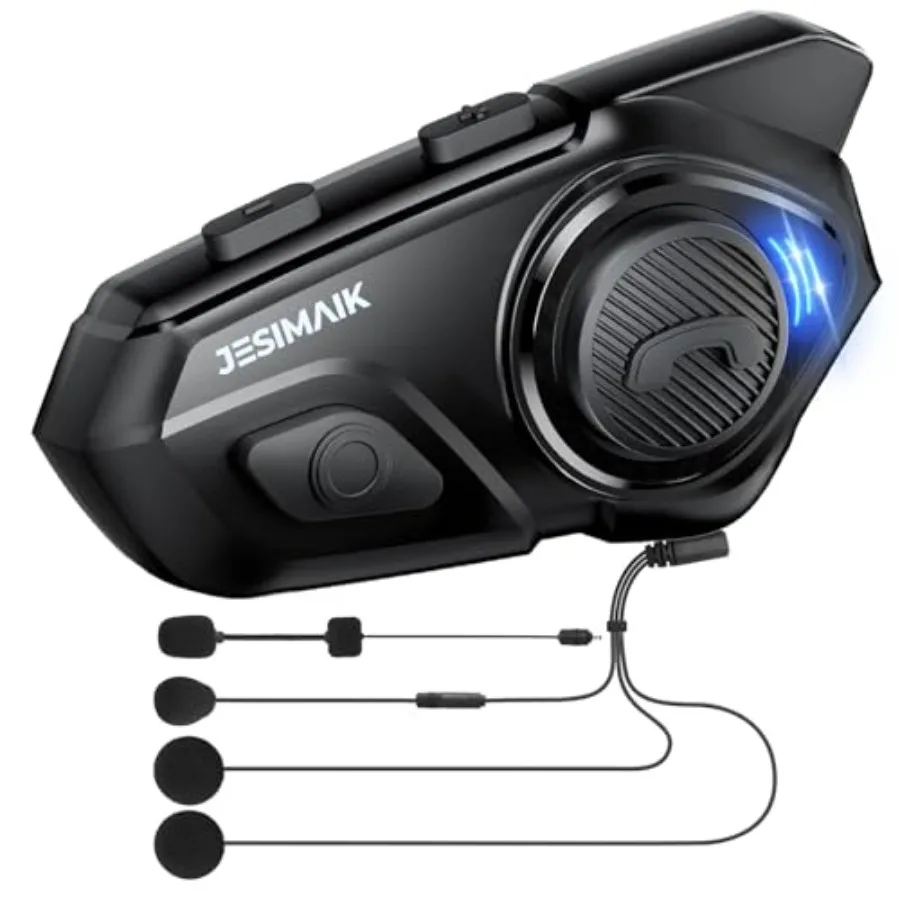 

Motorcycle helmet Bluetooth headset for intercom communication ABS plastic black 10-way 2KM range dual mic 40mm speaker noise-c