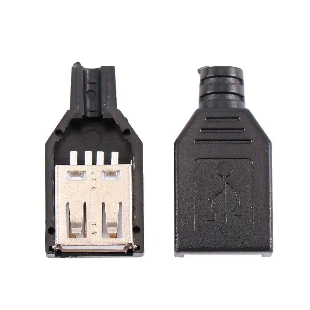 

Lightweight 4-Pin Type A Plug DIY with Plastic Cover USB Connector USB Adapter USB Plug Socket