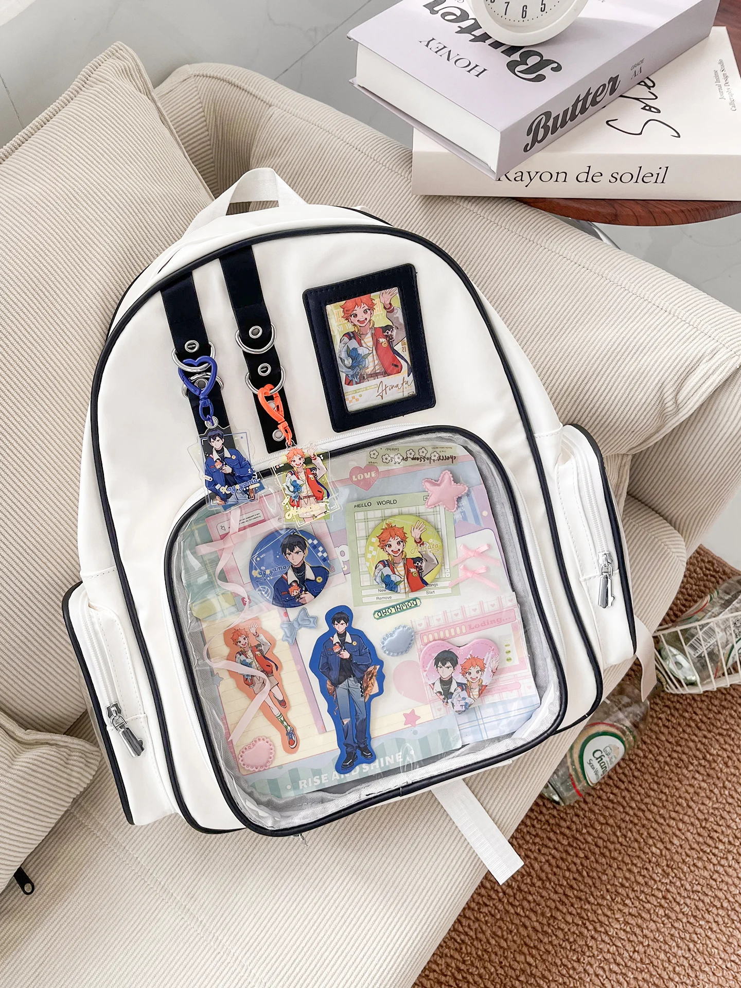 オリジナル透明ダブルショルダー二次元キャンパススクールバッグレディースバッグ