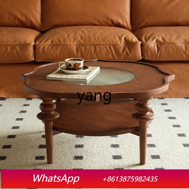 

MM retro windshield petal-shaped ash wood small apartment special-shaped creative living room home coffee table