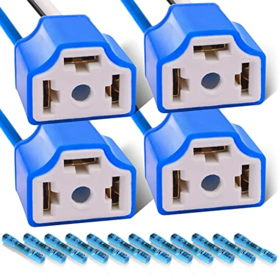 H4 HB2 9003 Wiring Harness Headlight Plug H4 Pigtail Heavy Duty14AWG Ceramic Headlight Connector for Car Truck Boat Marine Pack