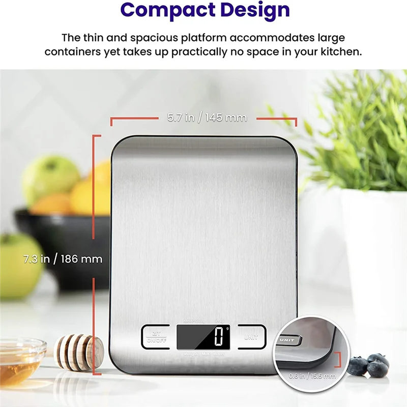 Balança Digital Food Kitchen, Peso em Gramas e Onças para Assar e Cozinhar, Pesagem Precisão