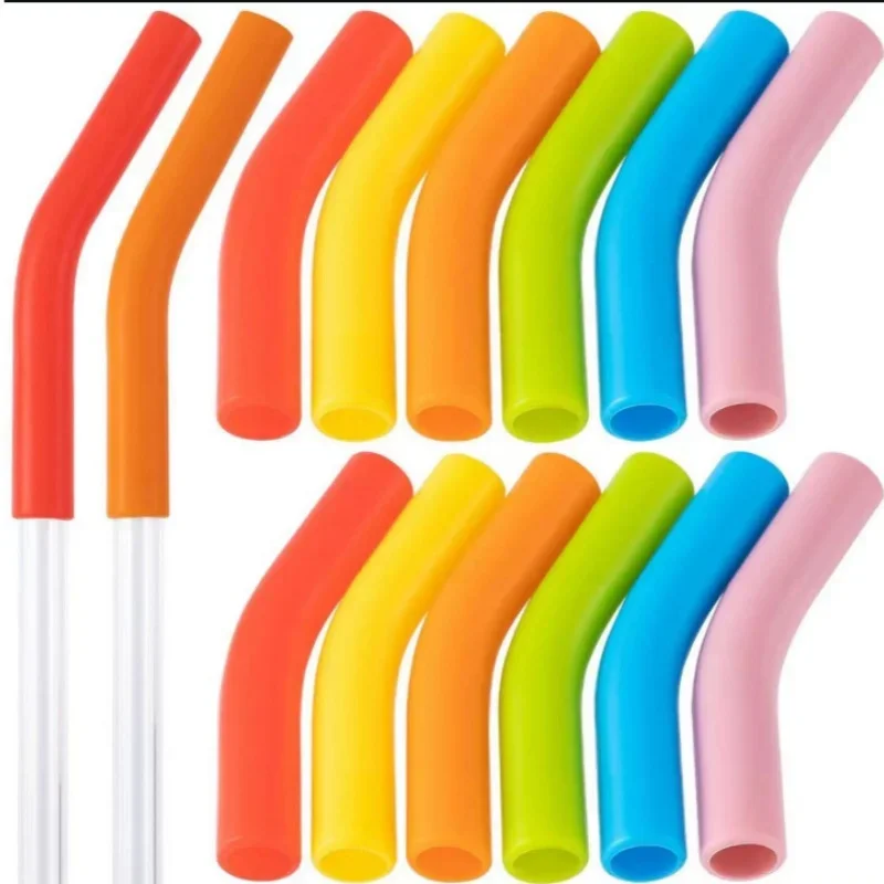 

6pcs New High-end Metal Silicone Straw Covers 8mm Outer Diameter Food Grade Rubber Straw Covers Flex Elbow Hydraflow Straw
