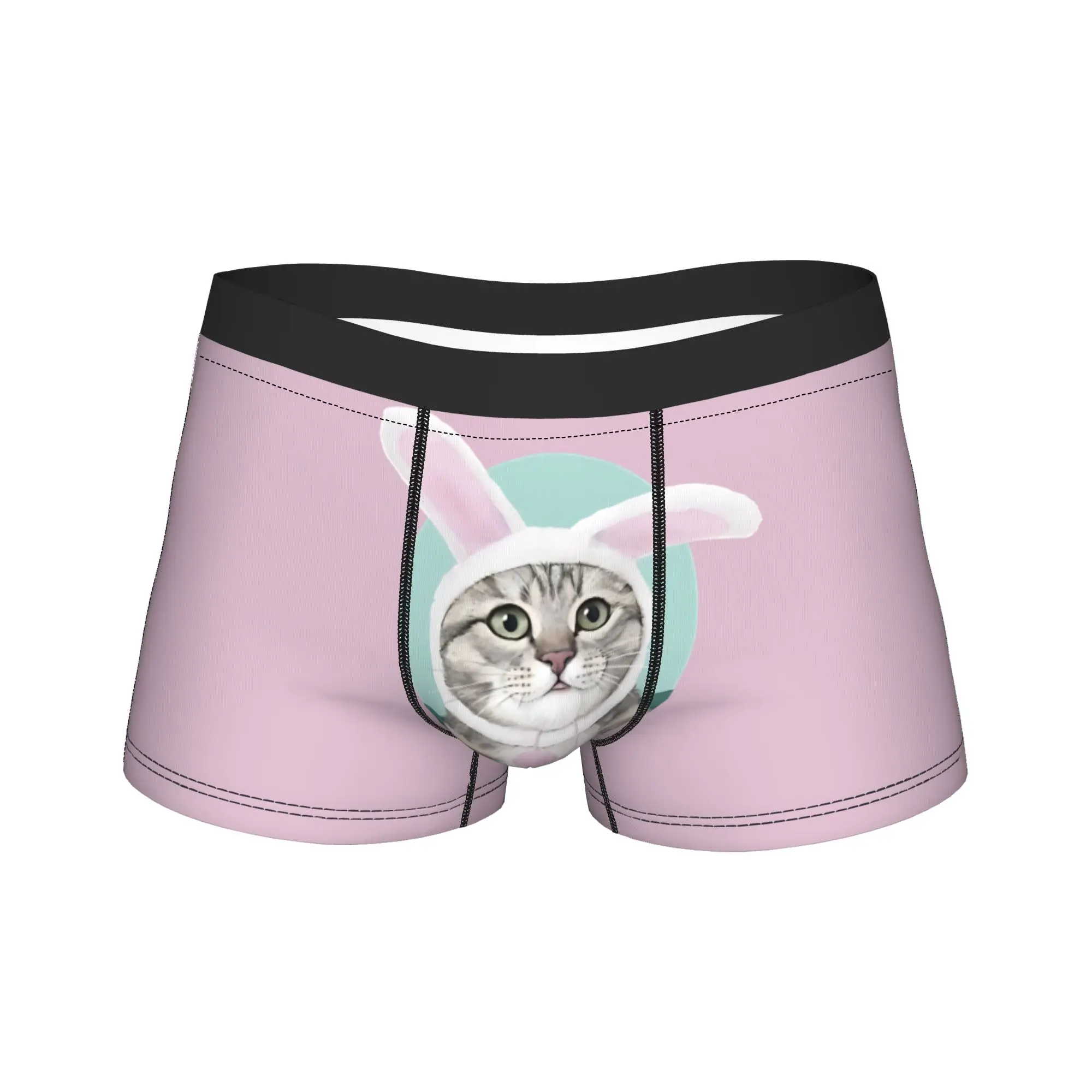 Funny Easter Cats Ears Bunny Eggs Underwear  Breathable Panties Pattern Shorts Briefs For Males 3D Pouch Plus Size Boxer Shorts
