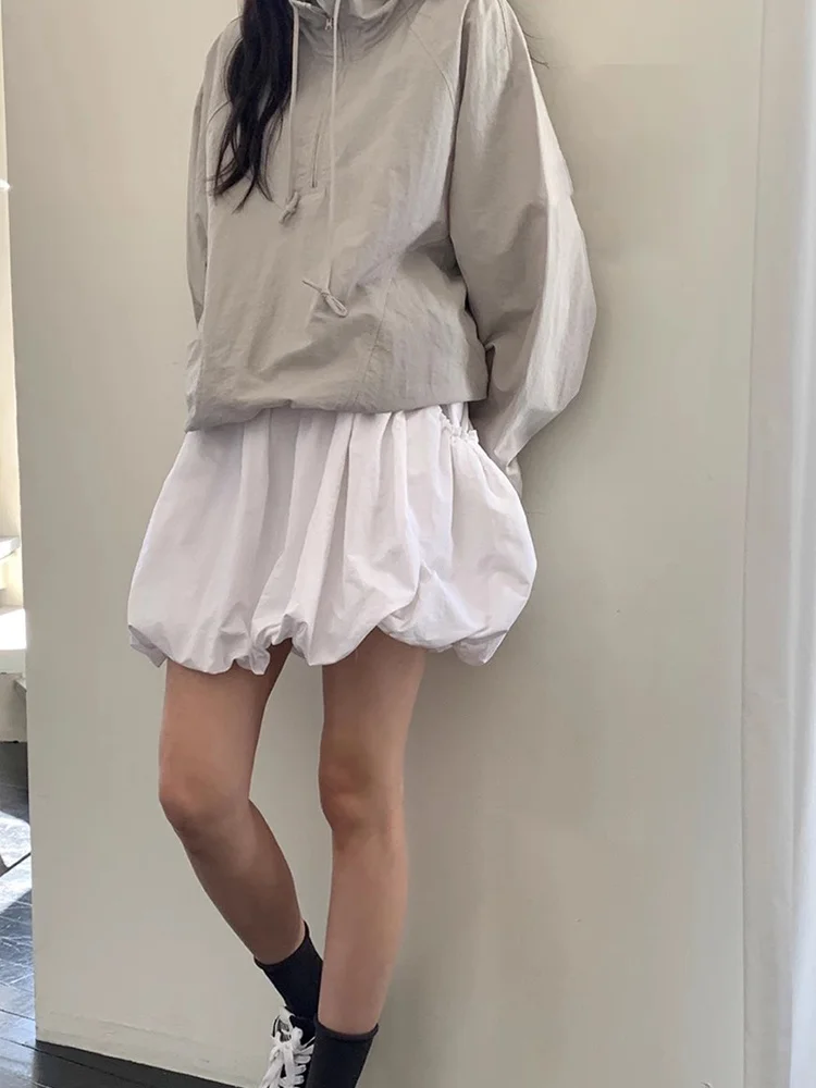 リリアナガールの花柄ブルームハーフスカート女性の夏の新しい甘い多用途痩身白ふわふわショートスカートハイウエストショートドレス