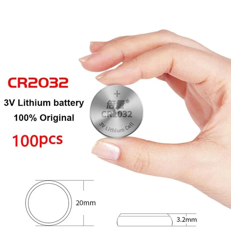 Originale CR2032 DL2032 ECR2032 BR2032 2032 CR 2032 3V 100PCS batteria a bottone al litio batteria a bottone di lunga durata per orologi